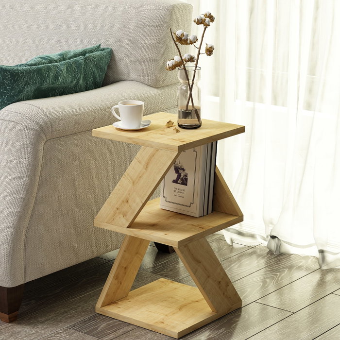 Hanah Home Albeni Sapphire Oak Mesa Lateral Roble Zafiro 30x50x30 cm Tablero Melamina 18mm